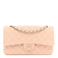 Caviar Quilted Medium Double Flap Light Beige