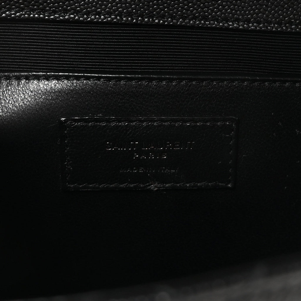 Grain De Poudre Textured Mixed Matelasse Triquilt Medium Monogram Monochrome Satchel Black