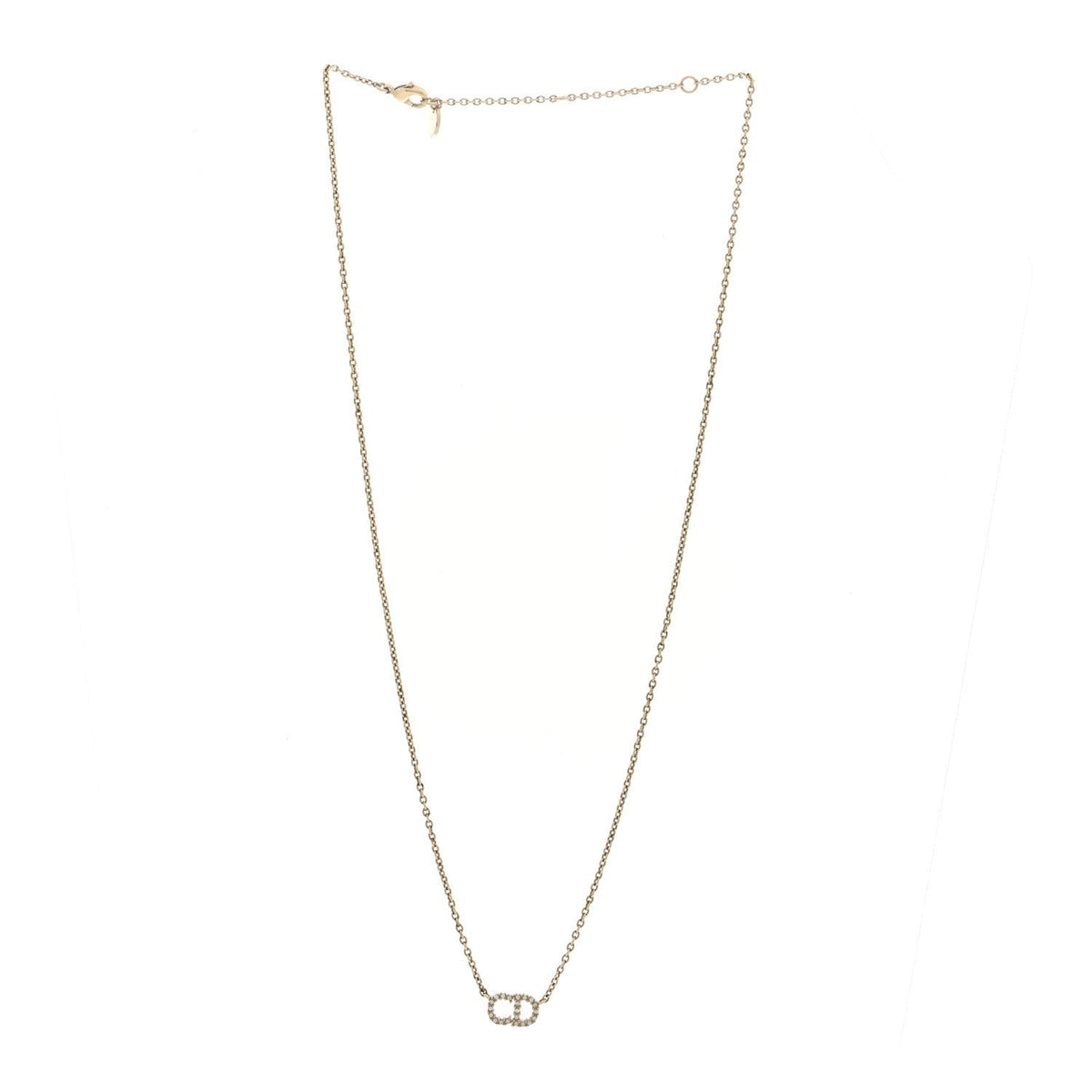 Metal Crystal CD Necklace Gold