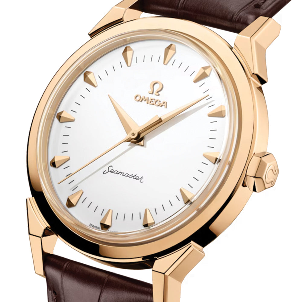 Seamaster Heritage Milano Cortina 2026 Moonshine‚ Gold 37mm - White on Leather Strap