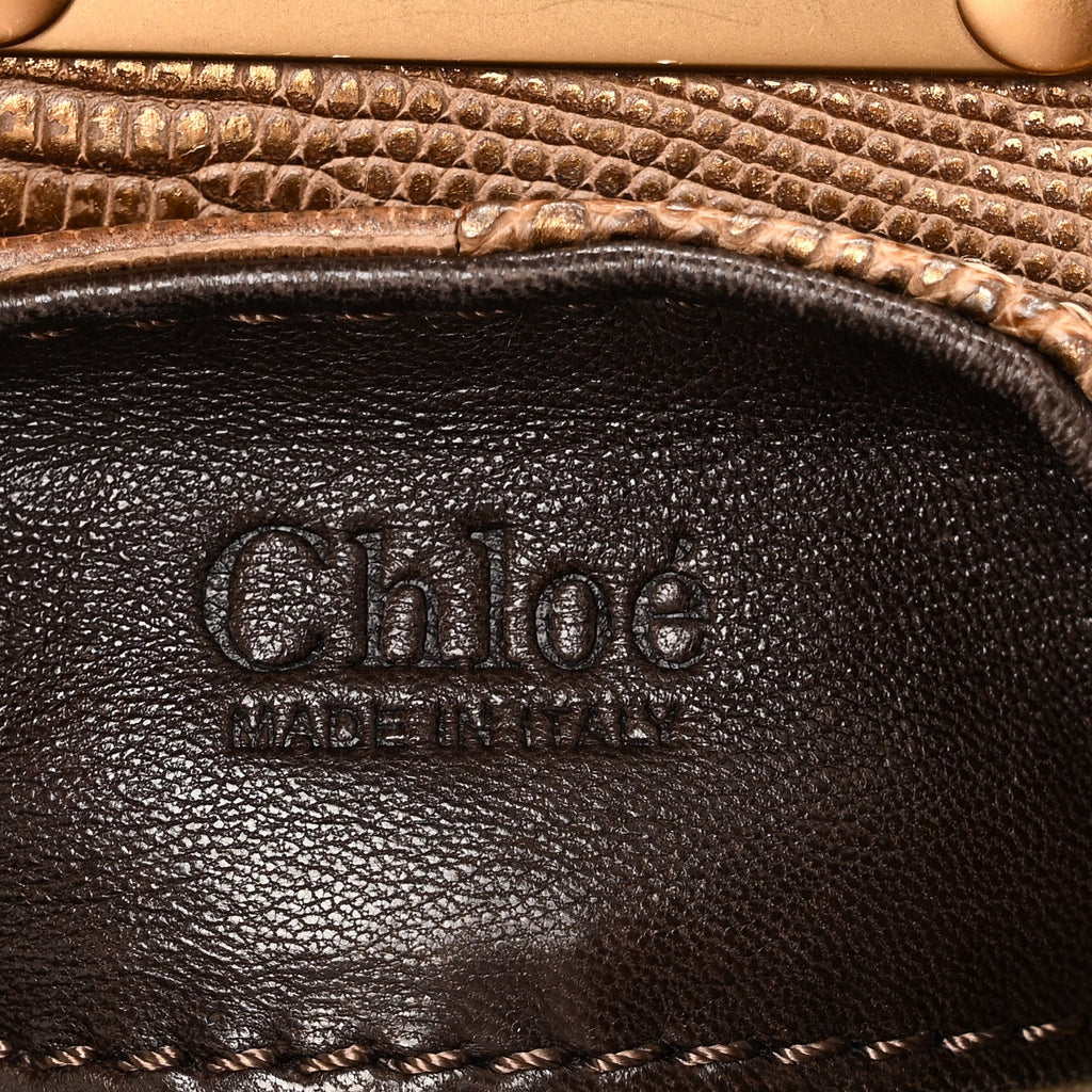 Lizard Medium Paddington Satchel Bronze