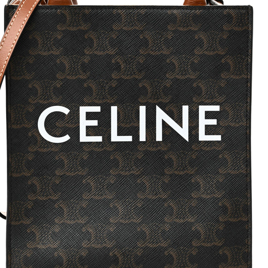 Triomphe Canvas Calfskin Mini Vertical Cabas Tan