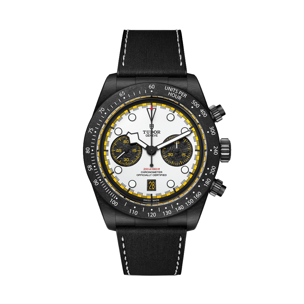 Black Bay Chrono "Carbon 26" 42mm - White on Rubber/Leather Strap