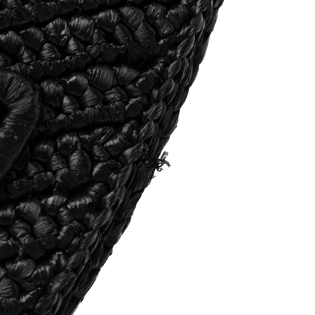 Yarn Raffia Effect Crochet Triangle Shoulder Bag Black