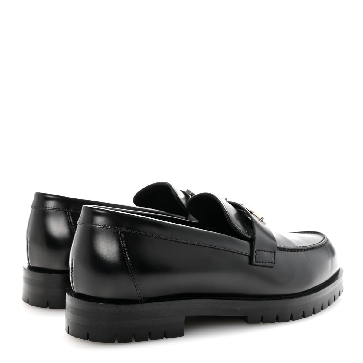Glazed Calfskin Womens Faubourg Loafers 37 Black