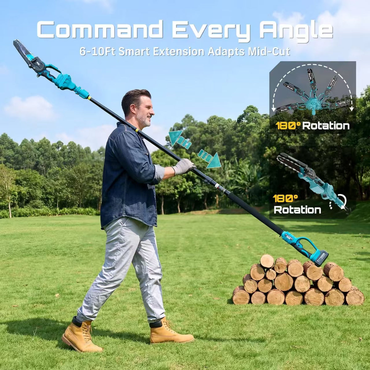 2-in-1 Cordless Mini Chainsaw and Pole Saw with 16-Foot Extension Pole