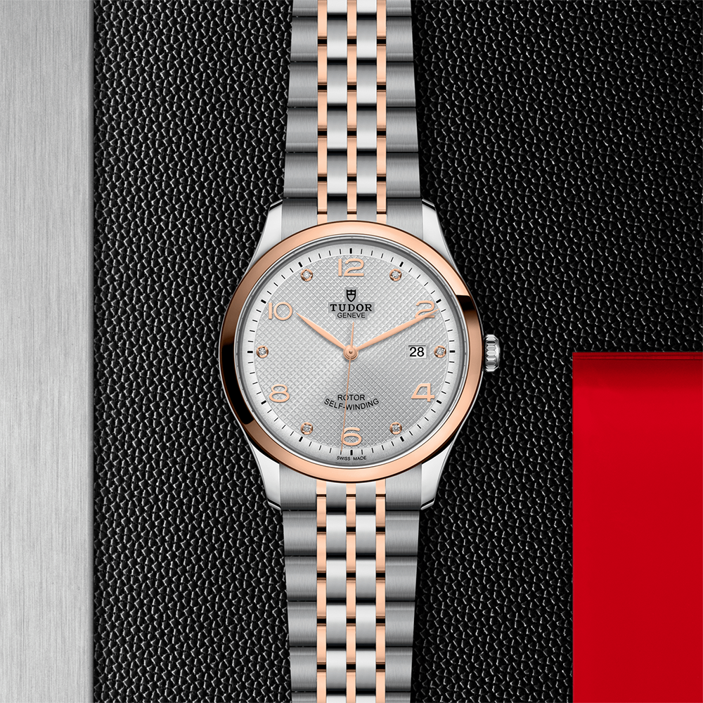 1926 Rose Gold Two-Tone 41mm - Silver, Diamond-Set on Bracelet