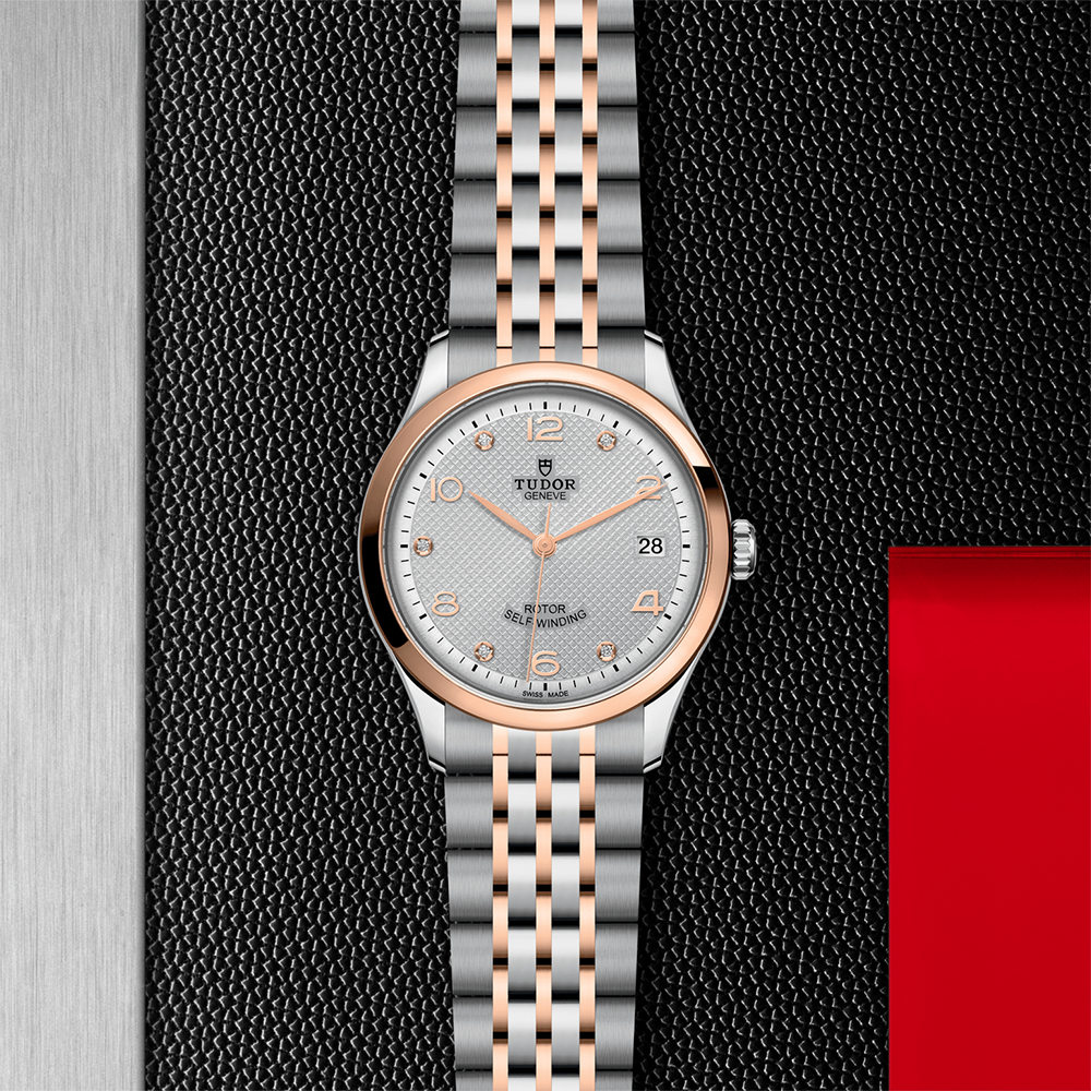 1926 Rose Gold Two-Tone 36mm - Silver, Diamond-Set on Bracelet