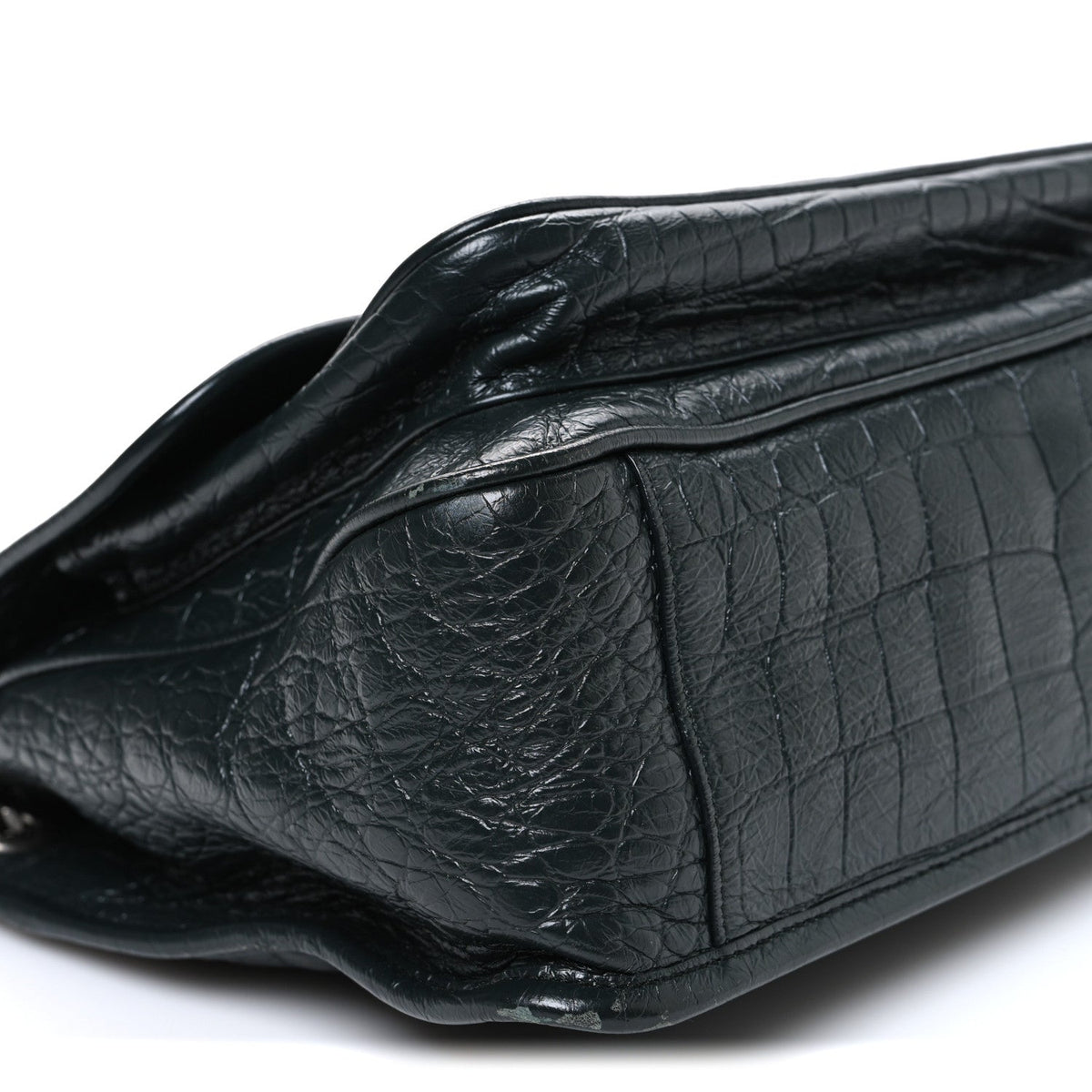 Crocodile Embossed Calfskin Monogram Medium Niki Chain Satchel Algea
