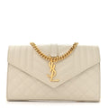 Grain De Poudre Mixed Matelasse Triquilt Monogram Chain Wallet Crema Soft