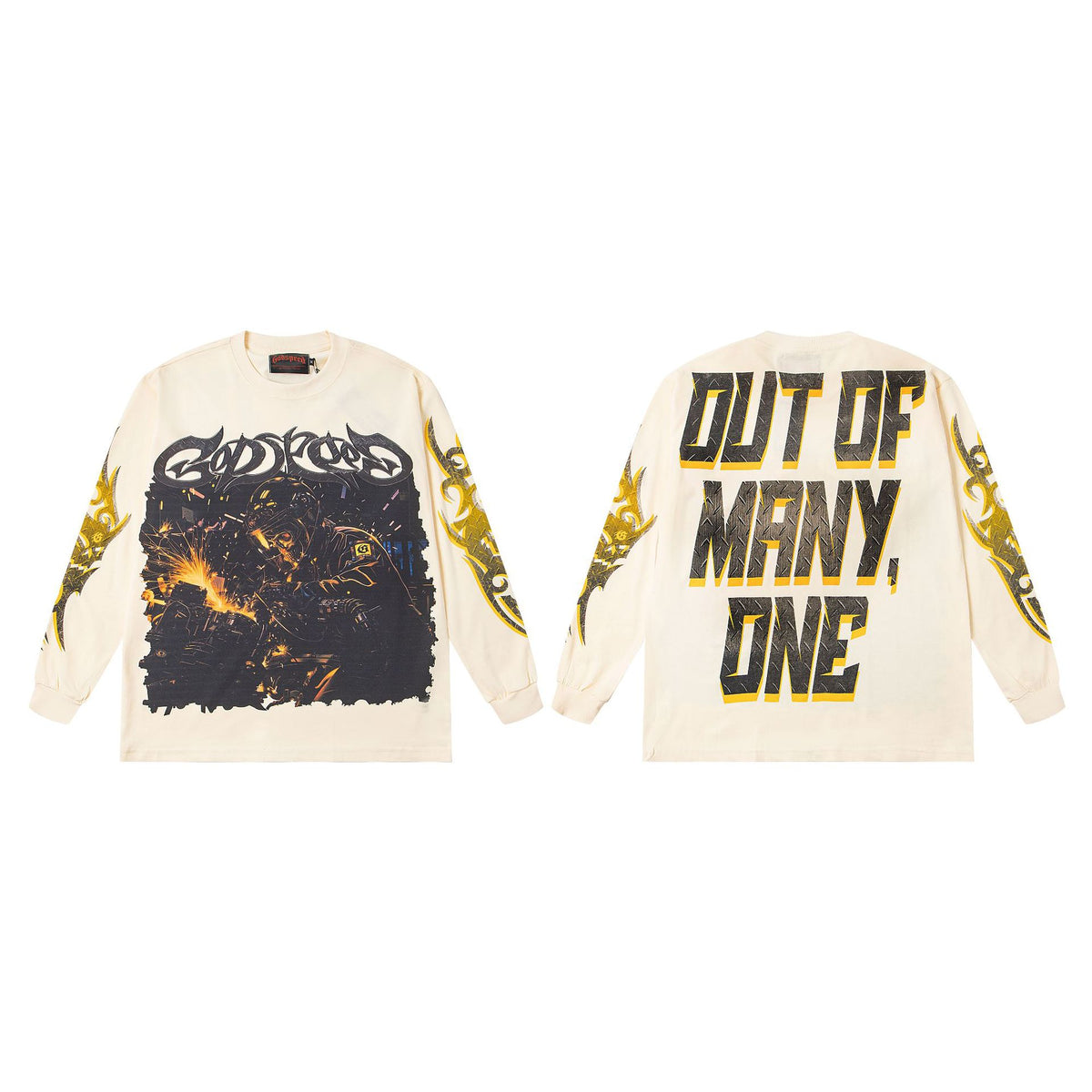 Godspeed Vintage Graphic Long Sleeve T-Shirt – American Streetwear Hip-Hop Style, 100% Cotton