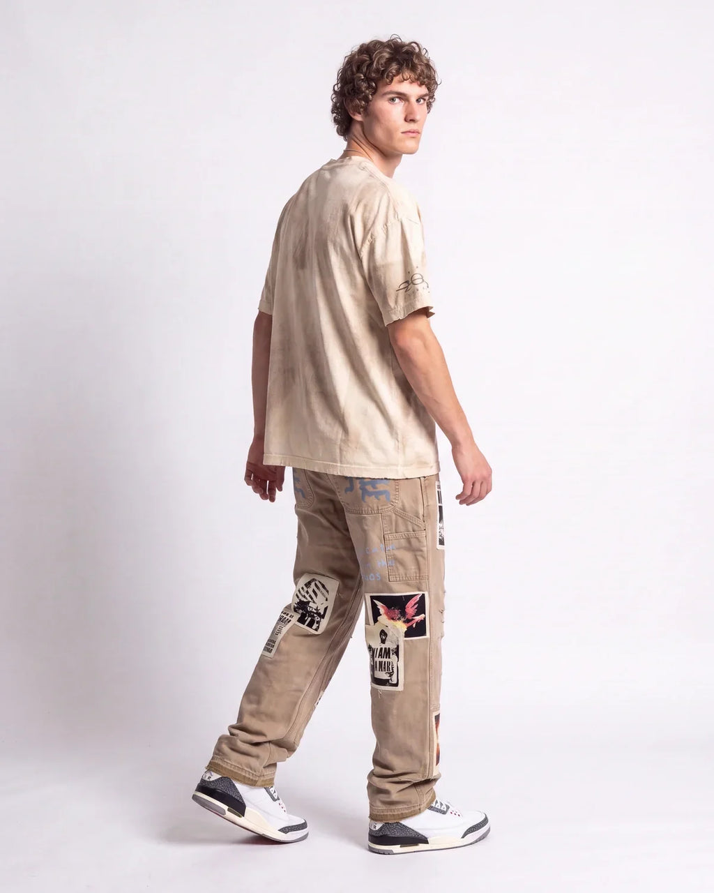 Mixed Emotions Newspaper Carpenter Pants – Khaki | Graphic Streetwear Cargo