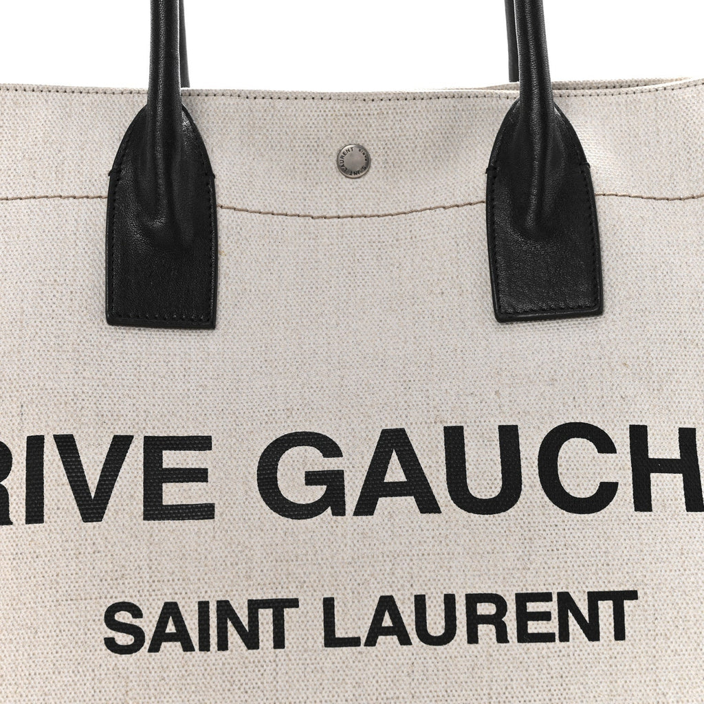 Linen Calfskin Rive Gauche Tote Greggio Natural