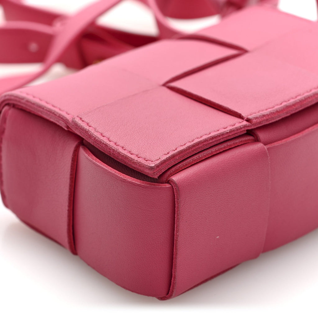 Lambskin Maxi Intrecciato Extra Mini Cassette Crossbody Bag Cranberry