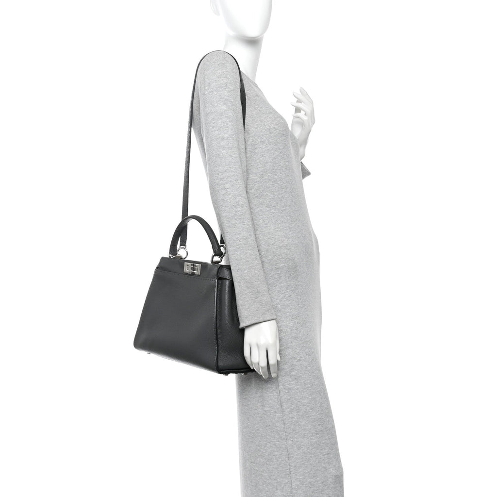 Cuoio Romano Selleria Bi-Color Medium Peekaboo Iconic Satchel Asphalt Milk