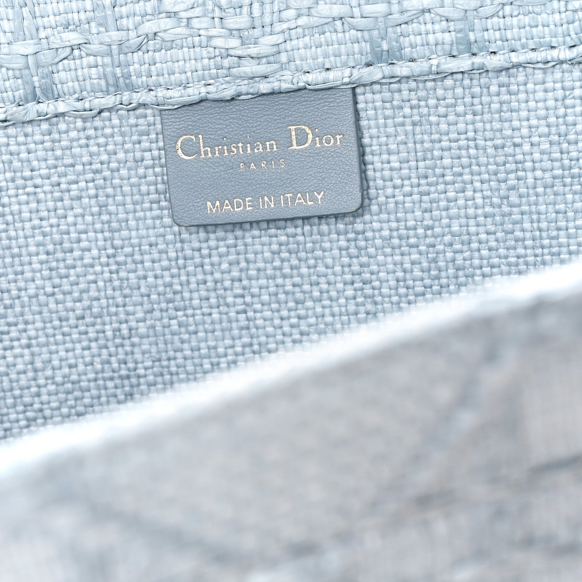 Raffia Cannage Medium Book Tote Blue