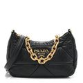 Nappa Triangle Quilted Patchwork System Bag Black
