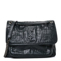 Crocodile Embossed Calfskin Monogram Medium Niki Chain Satchel Algea
