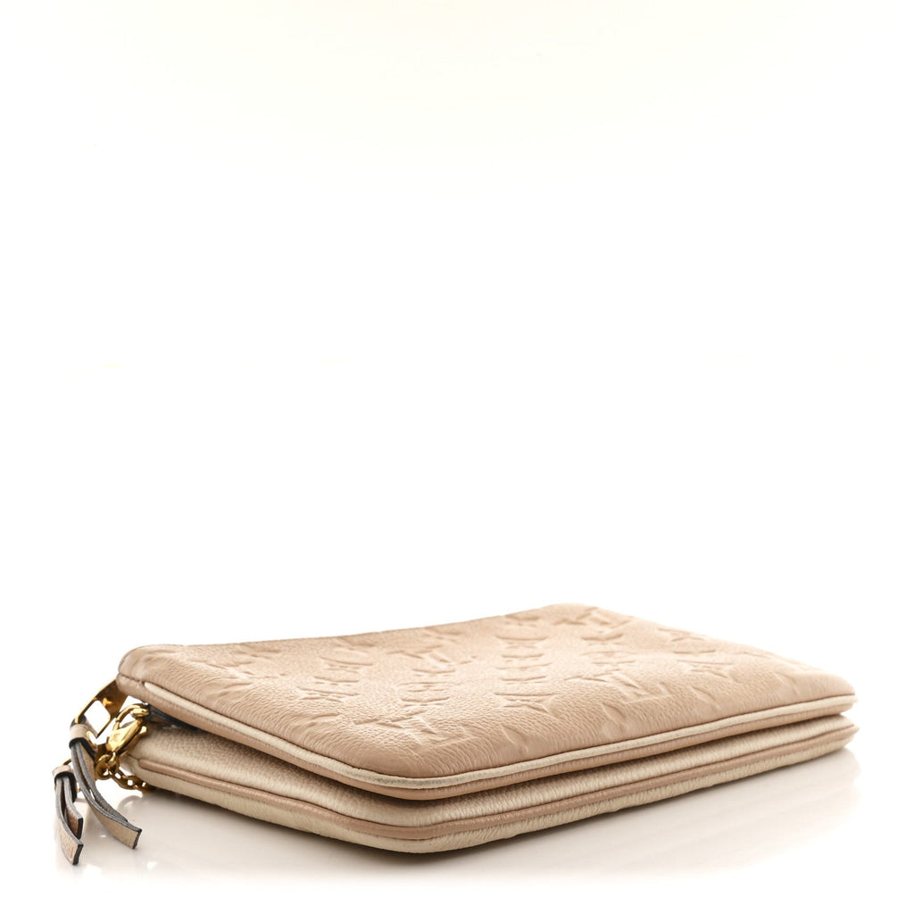Empreinte Double Zip Pochette Beige Rose Creme