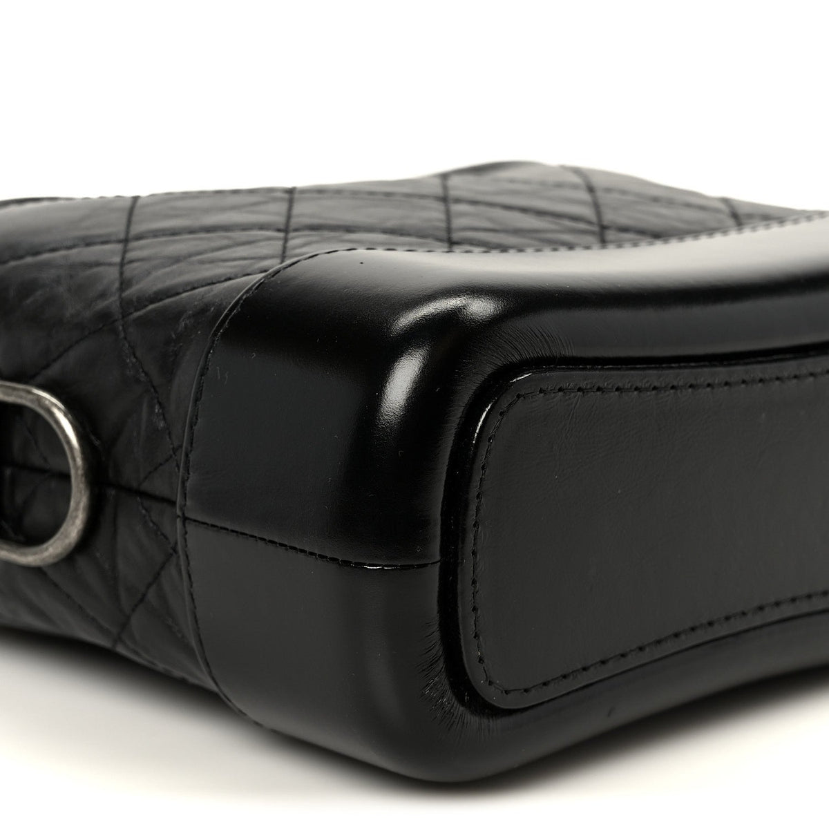 Aged Calfskin Quilted Small Gabrielle Hobo Black