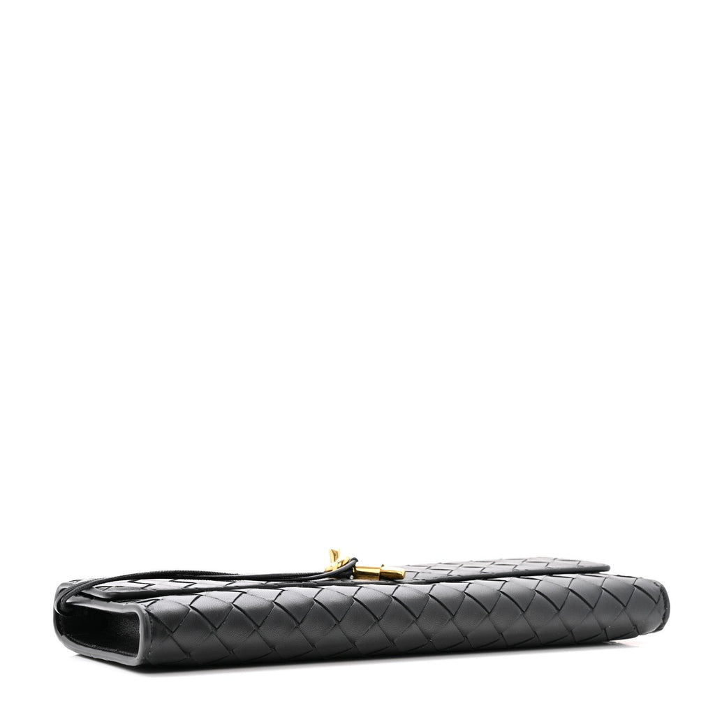 Nappa Intrecciato Long Andiamo Top Handle Clutch Black