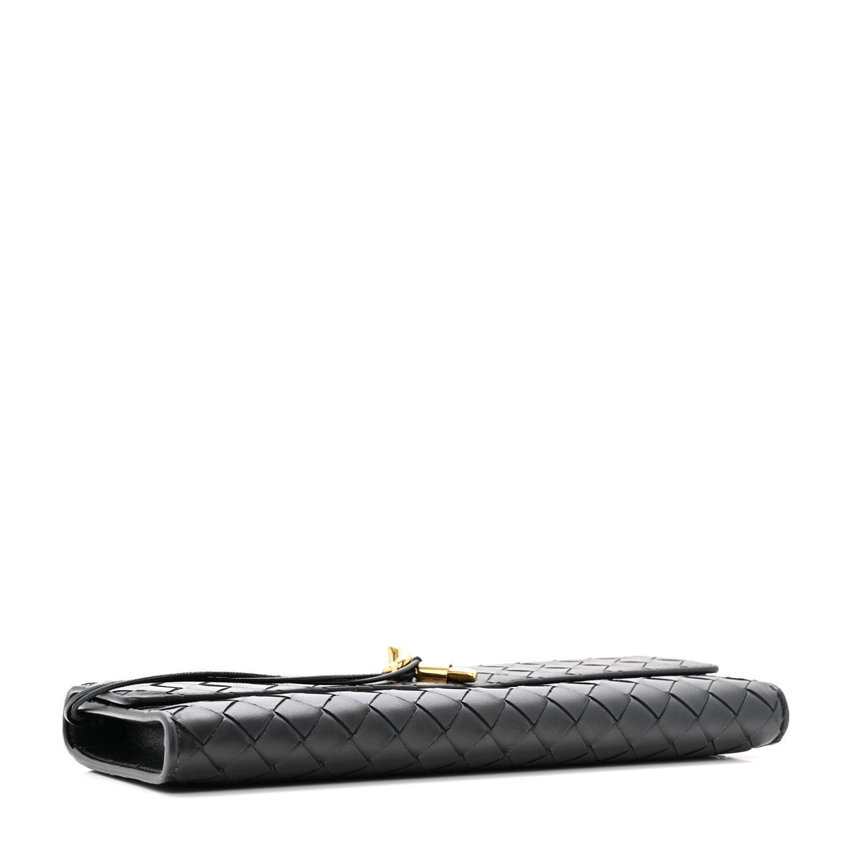Nappa Intrecciato Long Andiamo Top Handle Clutch Black