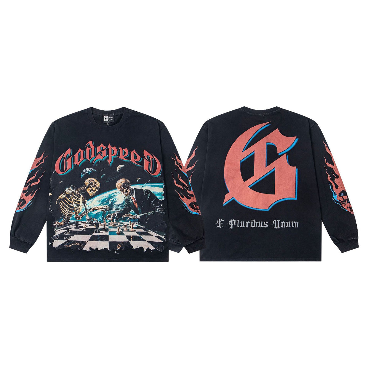 Godspeed Vintage Graphic Long Sleeve T-Shirt – American Streetwear Hip-Hop Style, 100% Cotton