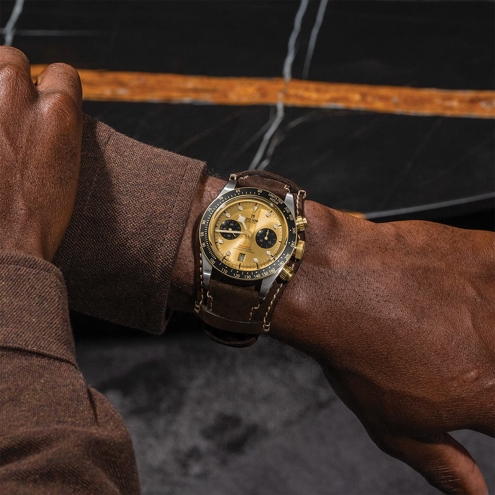 Black Bay Chrono S&G 41mm - Champagne on Brown Leather Strap