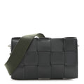Calfskin Maxi Intreccio Cassette With Strap Bag Dark Green