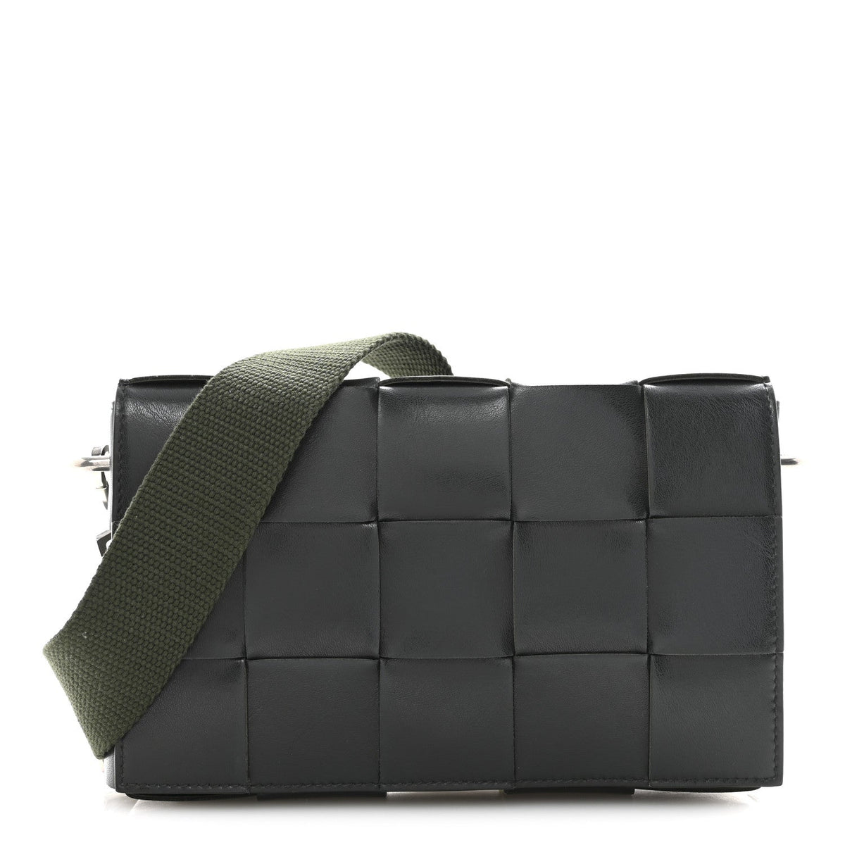 Calfskin Maxi Intreccio Cassette With Strap Bag Dark Green