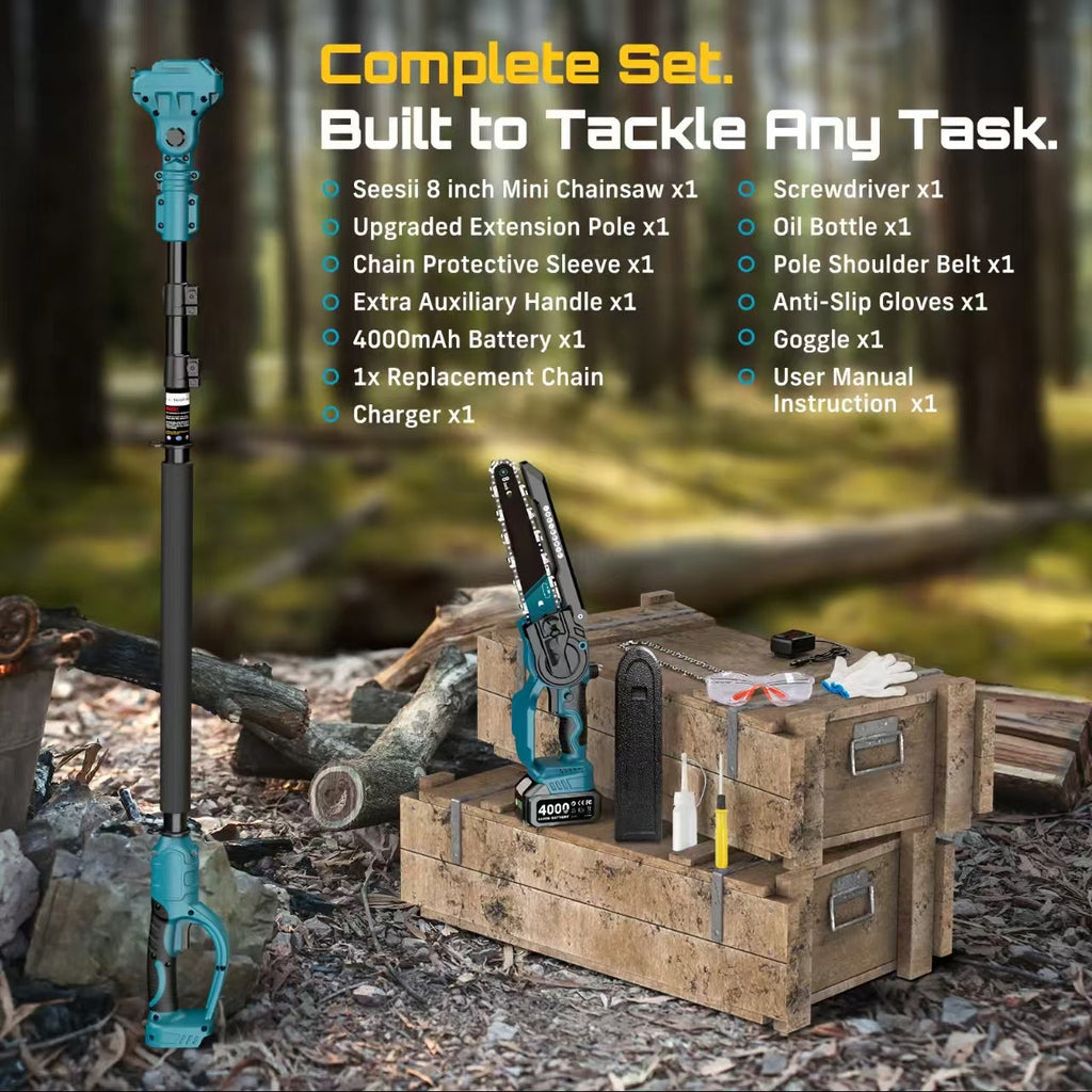 2-in-1 Cordless Mini Chainsaw and Pole Saw with 16-Foot Extension Pole