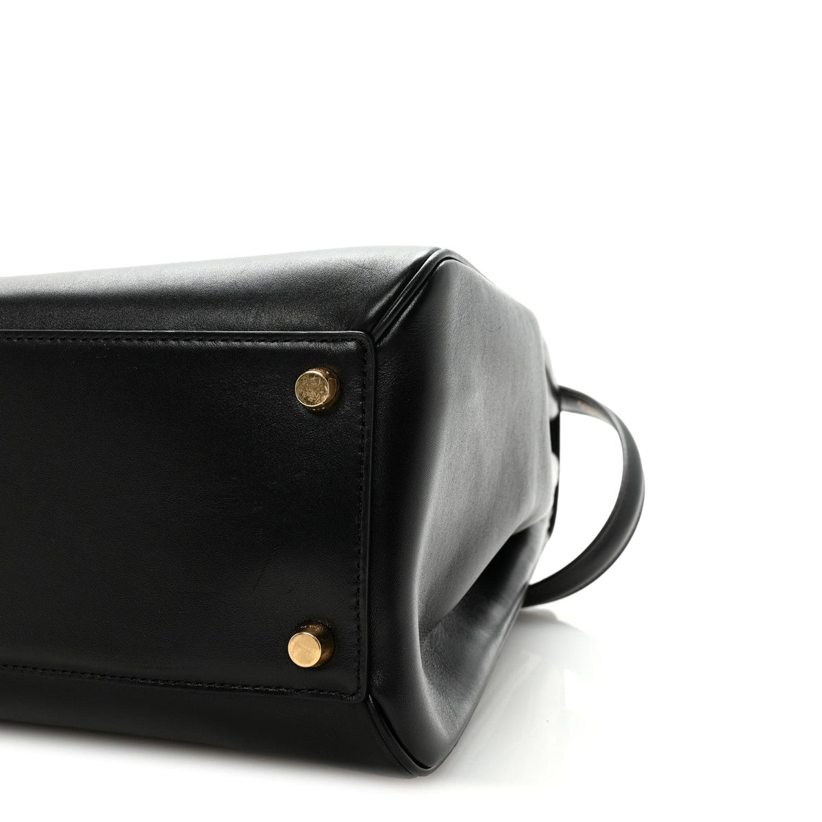 Satinated Calfskin Large 16 Top Handle Bag Black