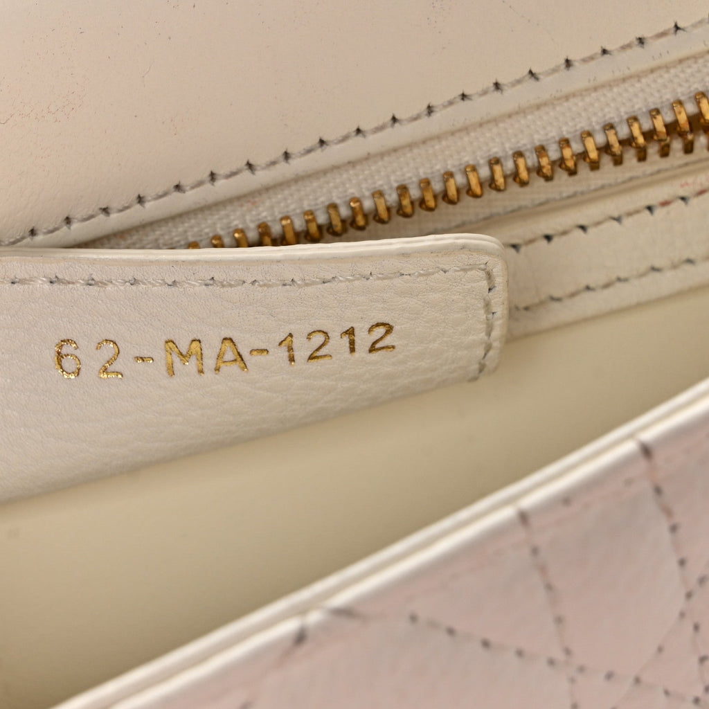 Calfskin Cannage Small Caro Bag Ivory