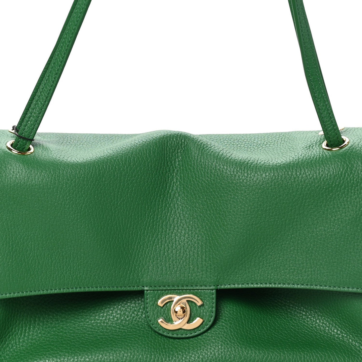 Grained Calfskin Small Souplissimo Maxi Flap Green