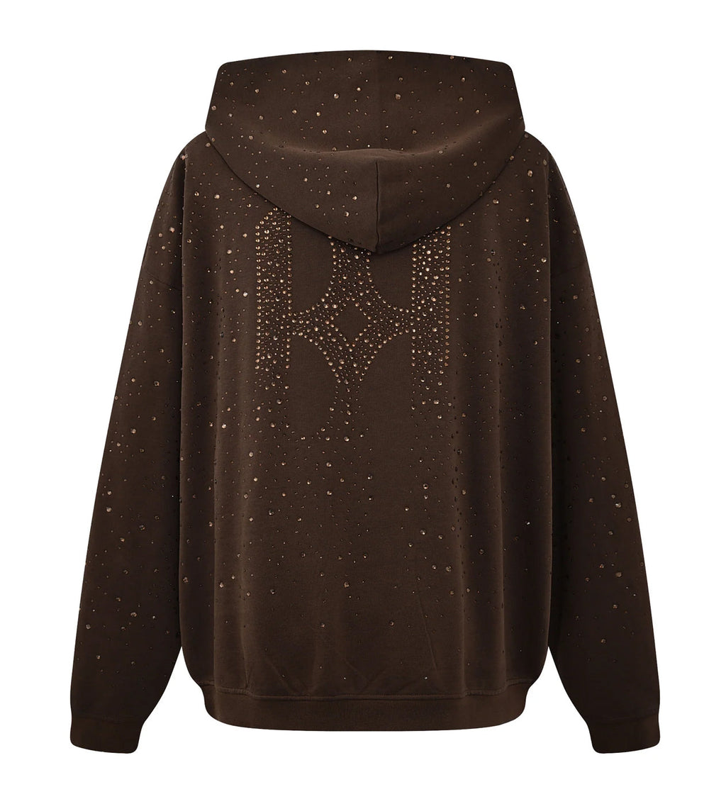 Birth of Royal Child 20k Swarovski Diamond Hoodie Brown