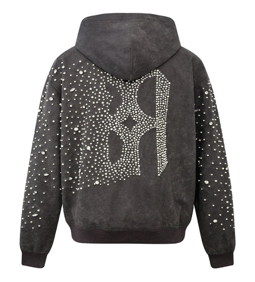 Birth of Royal Child Cashew Blossom Pearl Zipper Hoodie Dark Grey