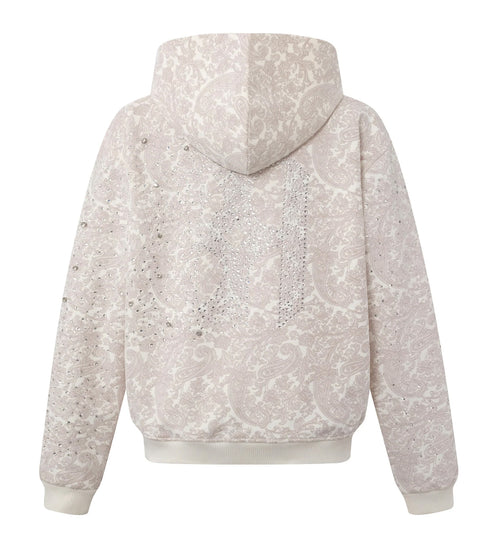 Birth of Royal Child Cashew Blossom Pearl Zipper Hoodie White
