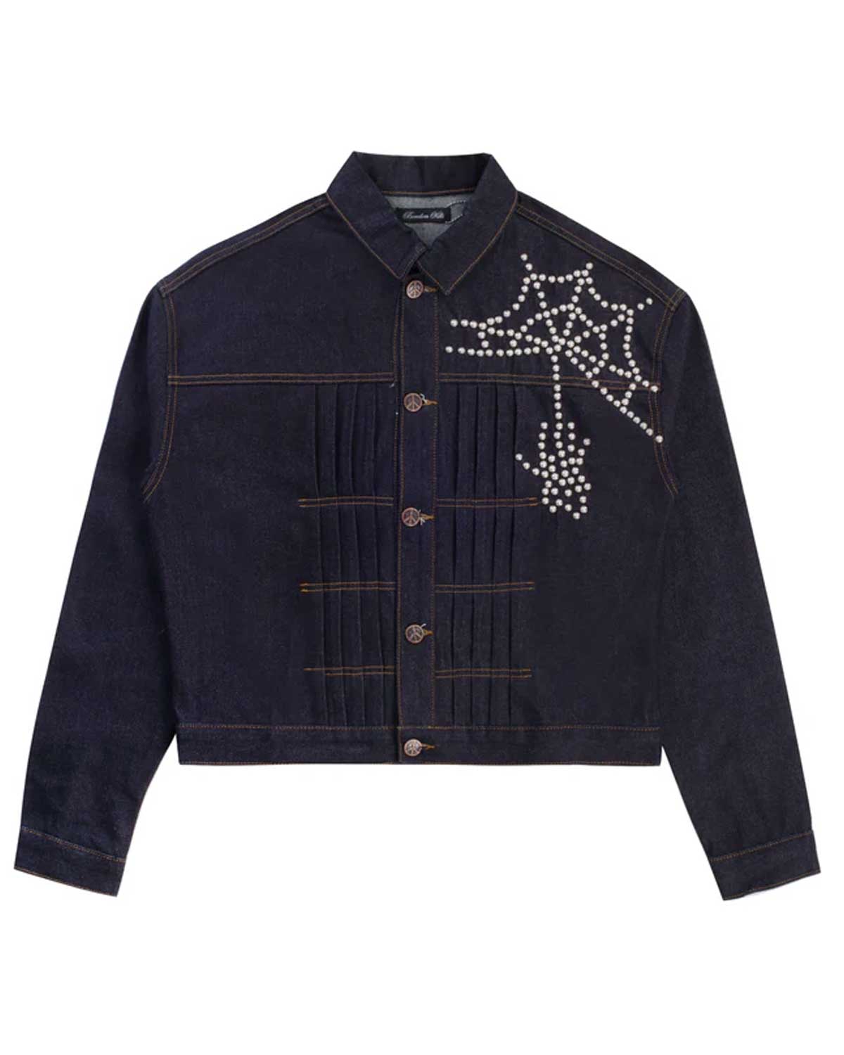 Boredom Kills Spider Pearl Denim Jacket Raw Indigo