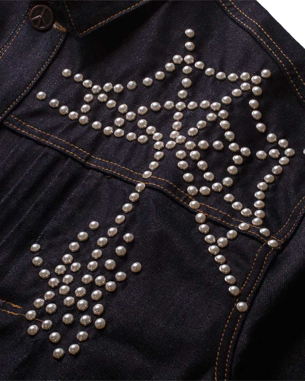 Boredom Kills Spider Pearl Denim Jacket Raw Indigo