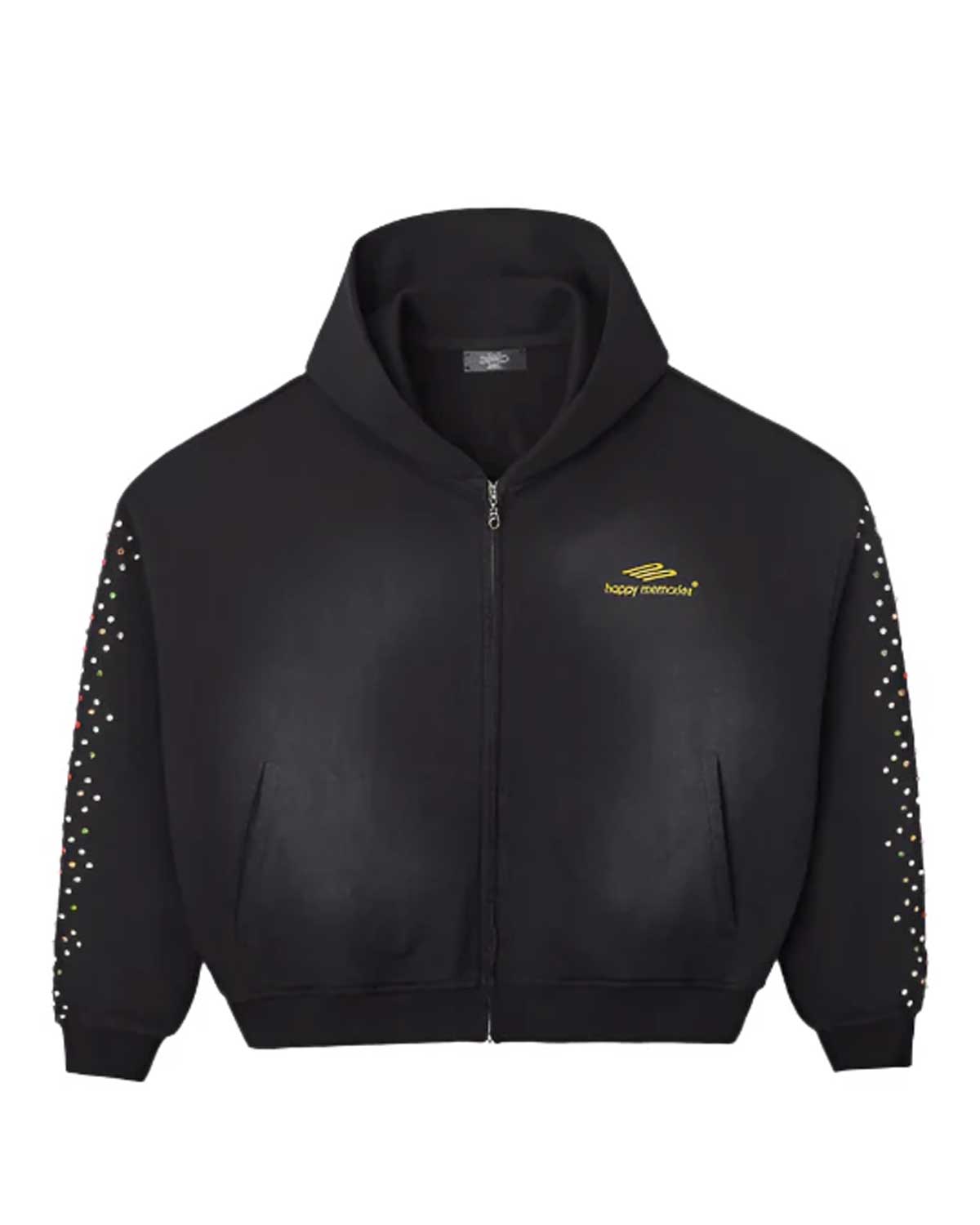 HMDD Crystal Zip Up Hoodie Black