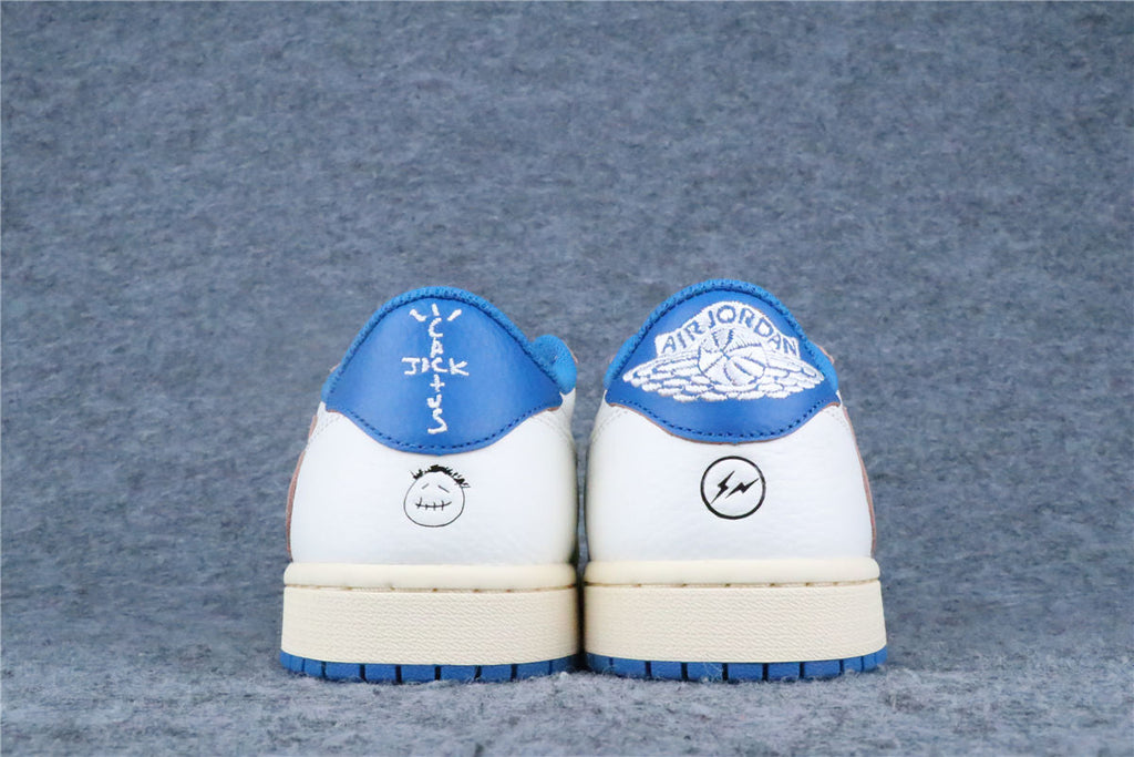 Fragment Design x Travis Scott x Air Jordan 1 Retro Low OG SP 'Sail Military Blue' (US Warehouse, No QC)