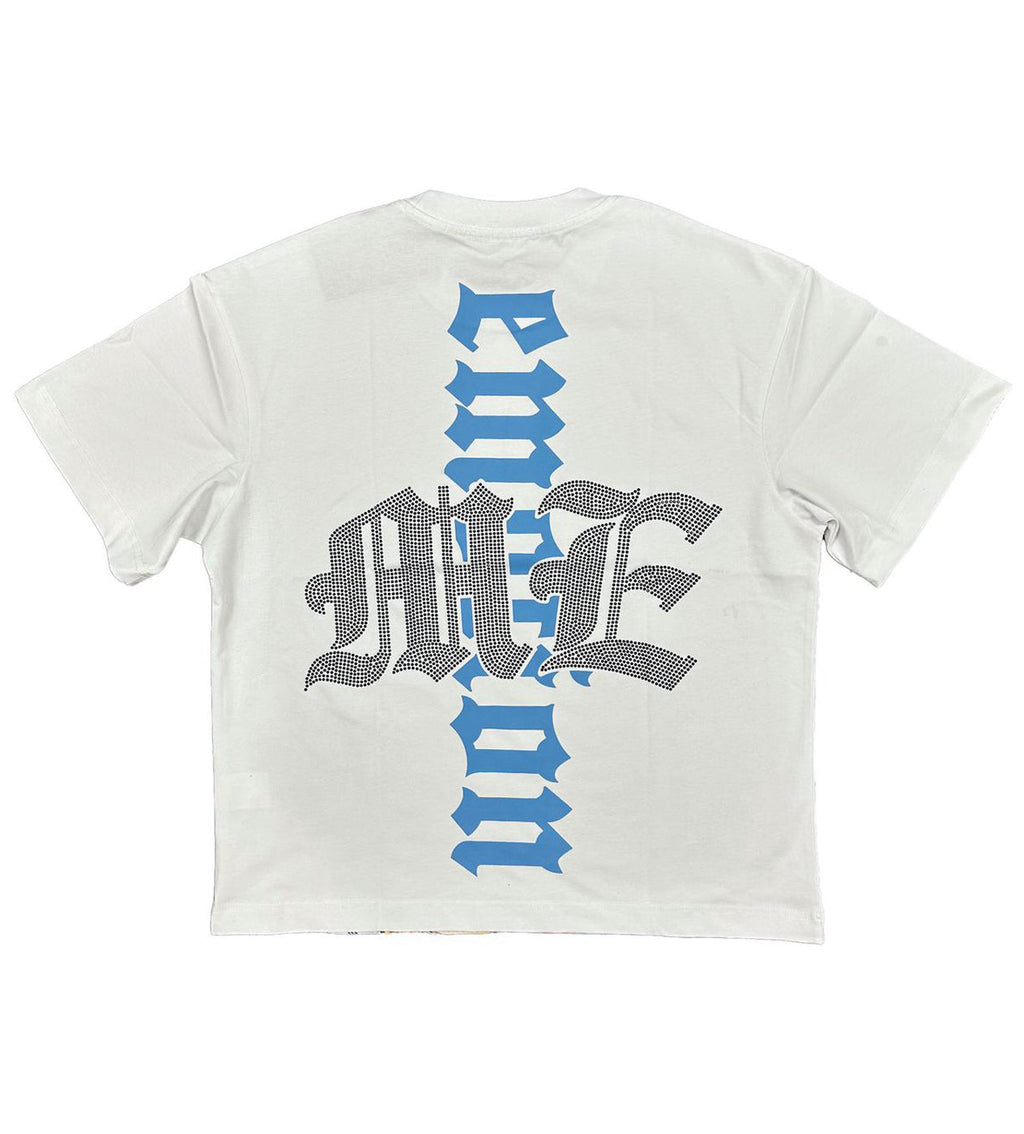 Mixed Emotions Angel Rhinestone Tee White
