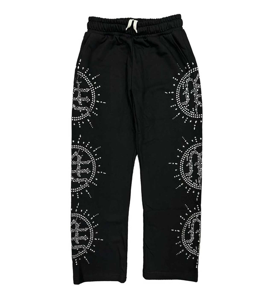 Mixed Emotions Eclipse Rhinestone Sweatpants – Black | Streetwear Statement Bottoms
