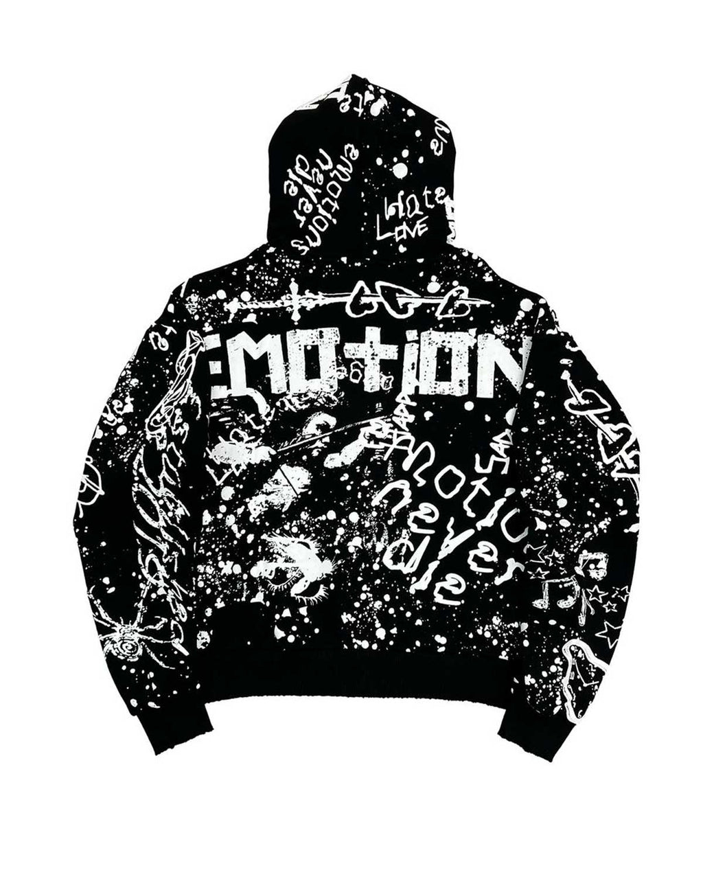 Mixed Emotions Graffiti Zip Up Hoodie Black