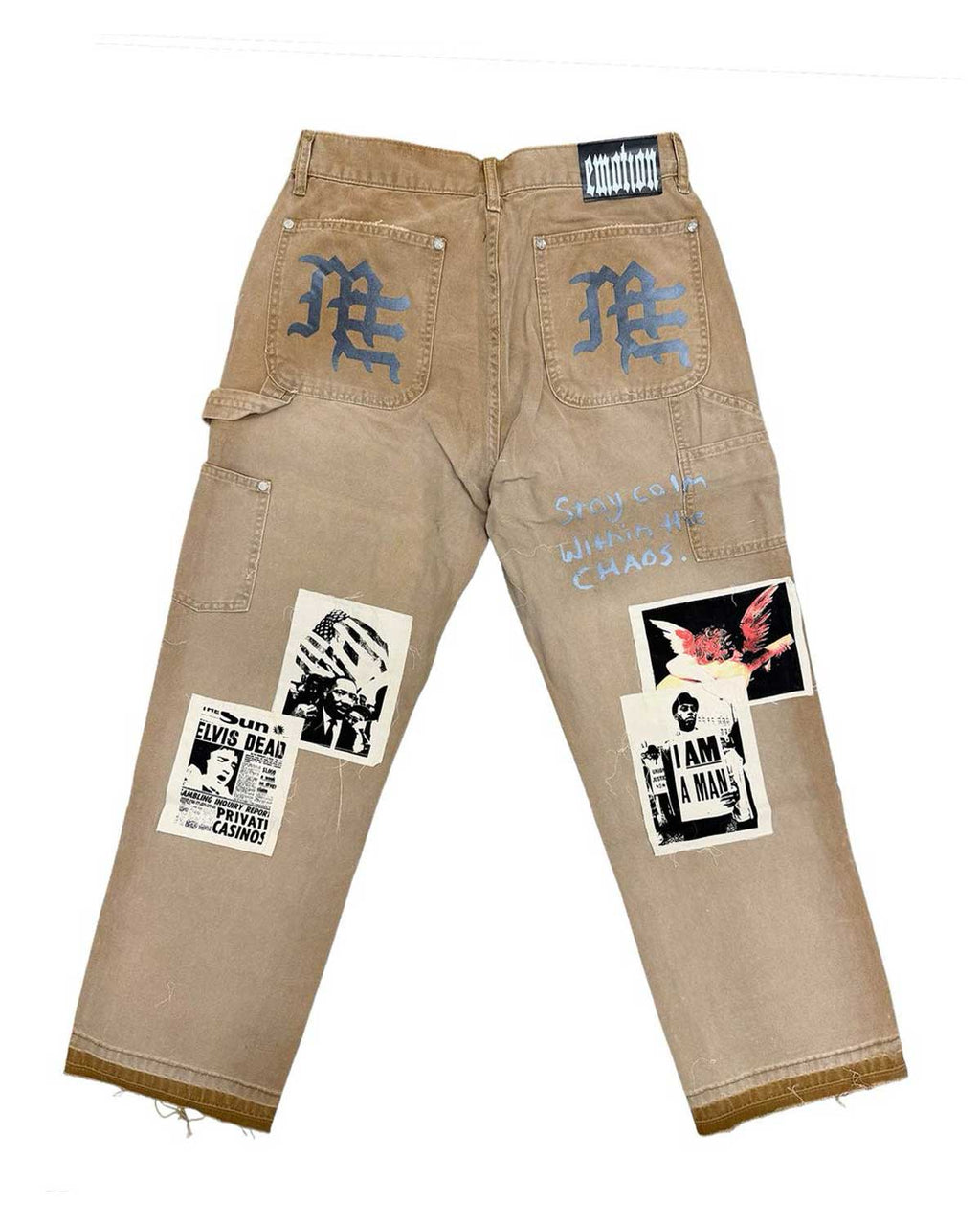 Mixed Emotions Newspaper Carpenter Pants – Khaki | Graphic Streetwear Cargo