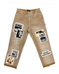 Mixed Emotions Newspaper Carpenter Pants – Khaki | Graphic Streetwear Cargo
