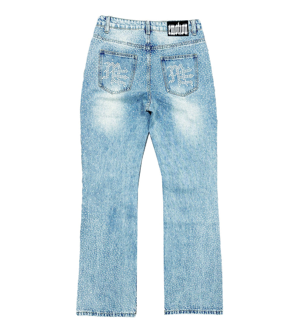 Mixed Emotions ME Rhinestone Denim – Blue Wash | Premium Streetwear Jeans