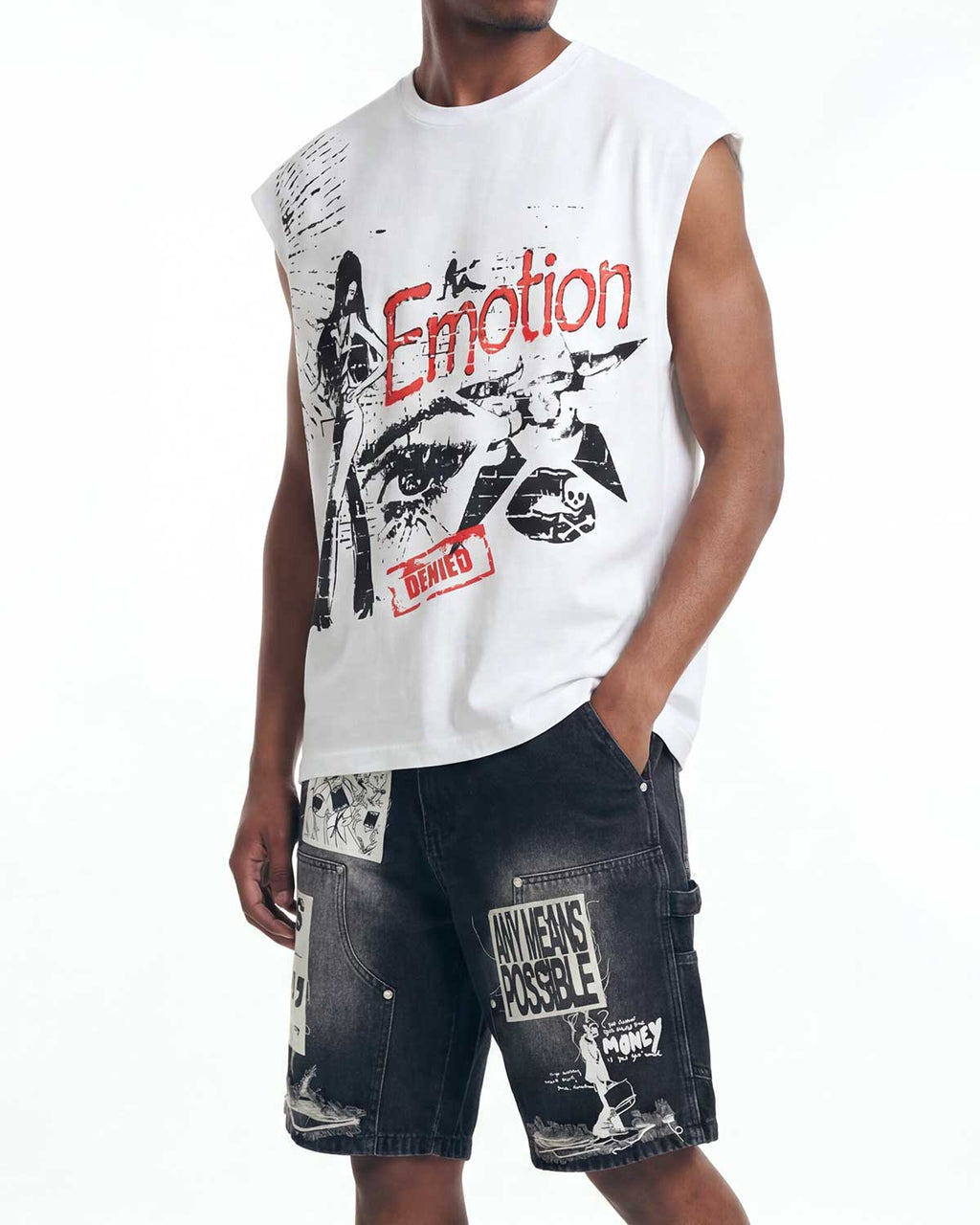 Mixed Emotions AI Denim Shorts Black