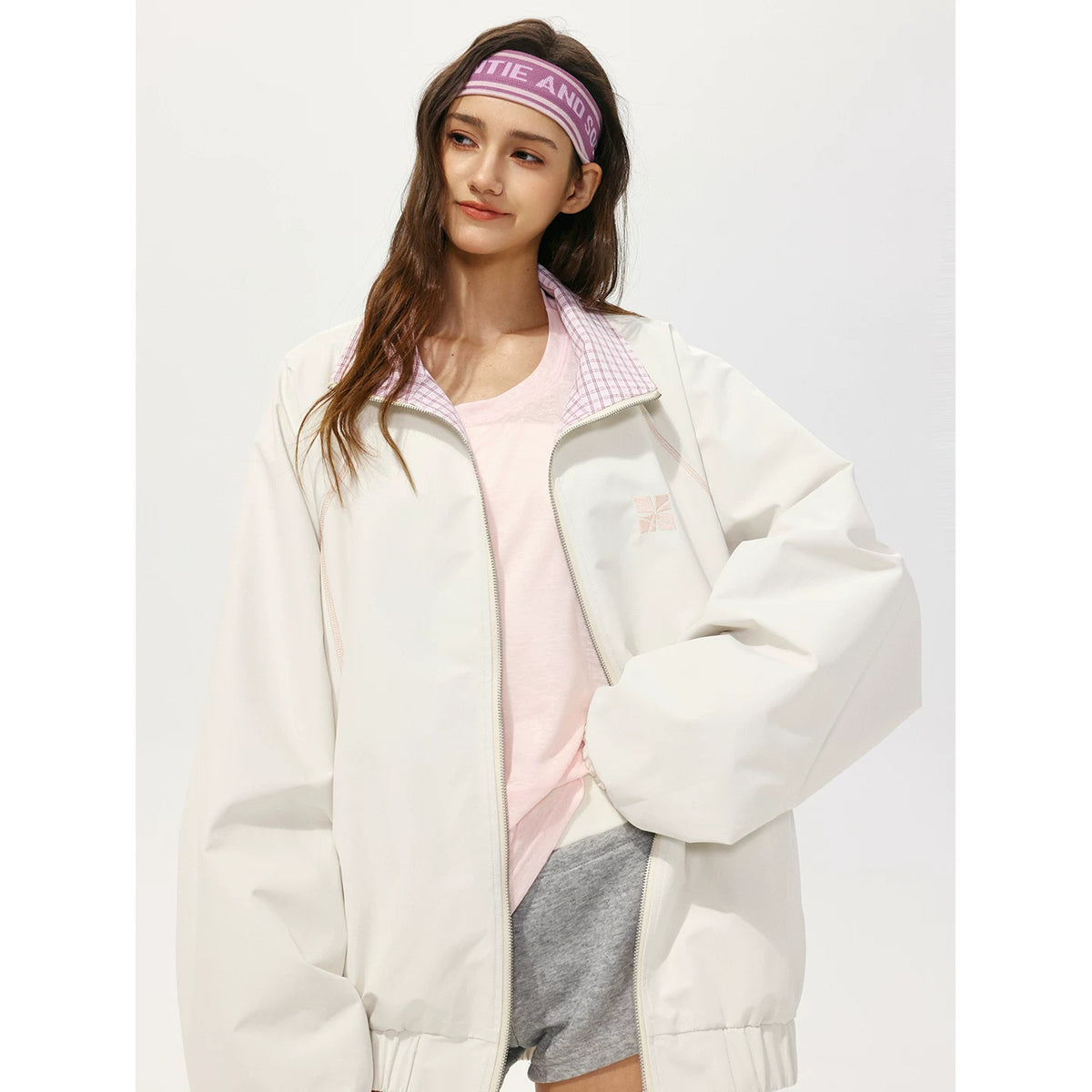 Hao Yiran's same MANYSTON American fashion brand lapel plaid jacket, spring loose casual cardigan jacket