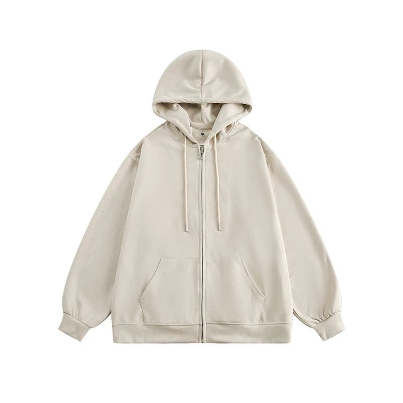 MANYSTON American hooded cardigan hoodie men's spring and autumn trendy brand 400g heavyweight couple suede jacket